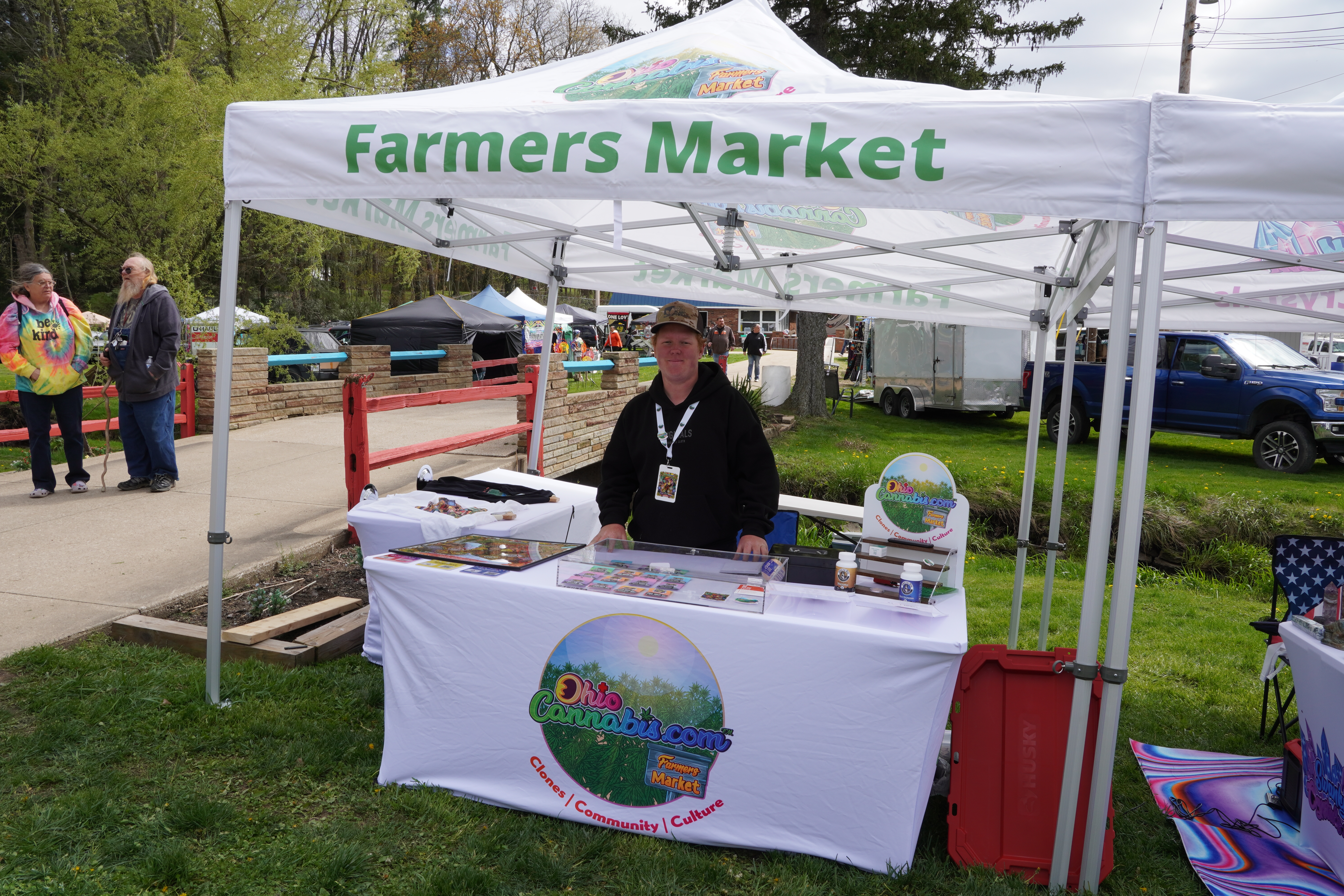 Ohio Cannabis Farmers Market booth with home grow supplies and clones